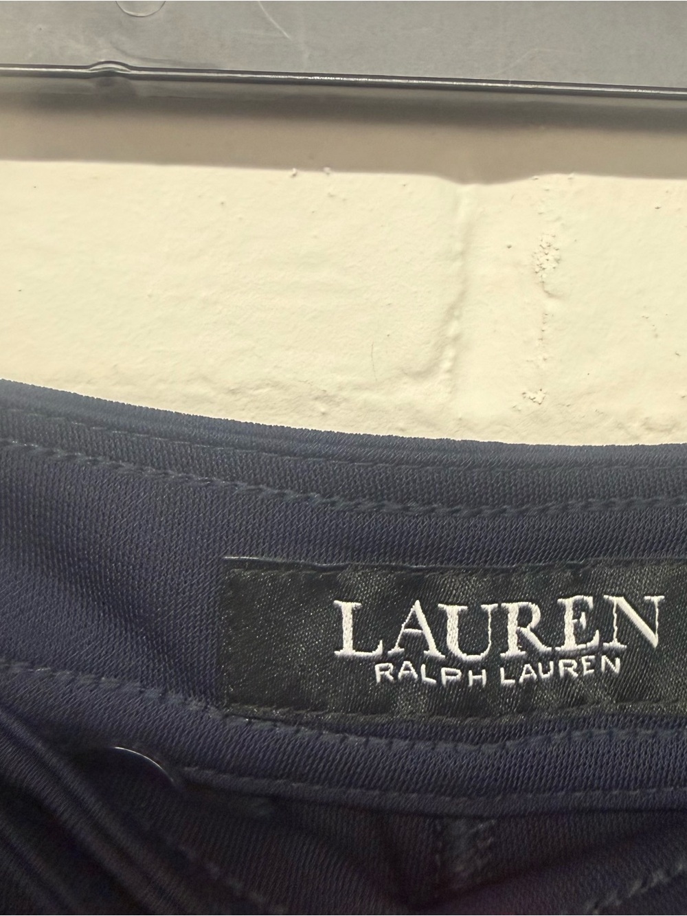NWT Lauren Ralph Lauren Navy Wide Leg Pleated Stretch Jersey Pant - Picture 6 of 9